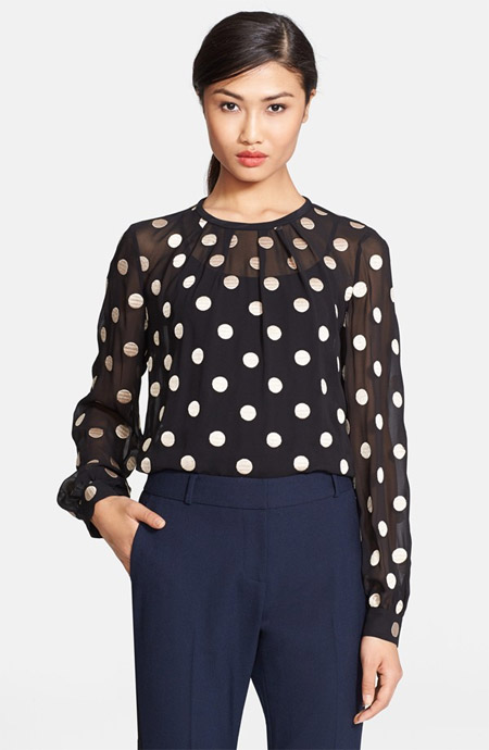 Kate Spade new York dot embroidered silk top