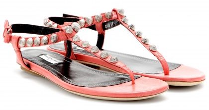 Balenciaga studded leather sandals in red
