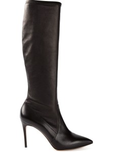 Black leather knee high stiletto boots