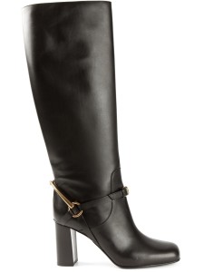 Gucci square toe Black leather knee high boots