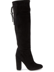 Lanvin almond toe black leather knee high boots