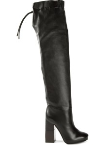 Lanvin drawstring fastening black leather over the knee boots