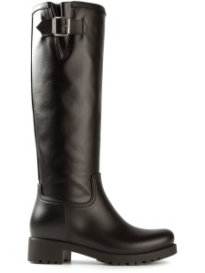 MM6 By Maison Martin Margiela black leather knee high boots