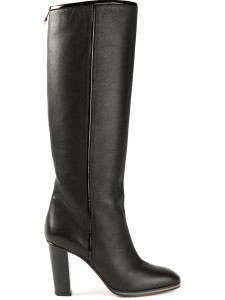 Pollini round toe Black leather knee high boots