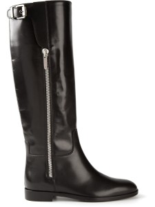 Sergio Rossi low heel black leather knee high boots