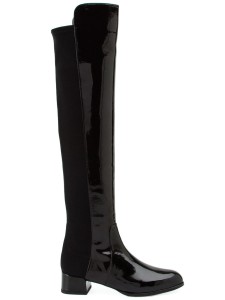 Stuart Weitzman almond toe black patent leather knee high boots