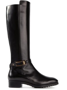 Tod's black leather knee high boots