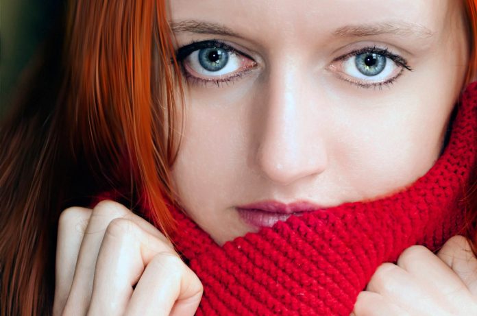 girl in a red scarf