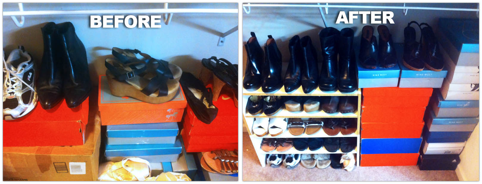 monica's closet shoes organized