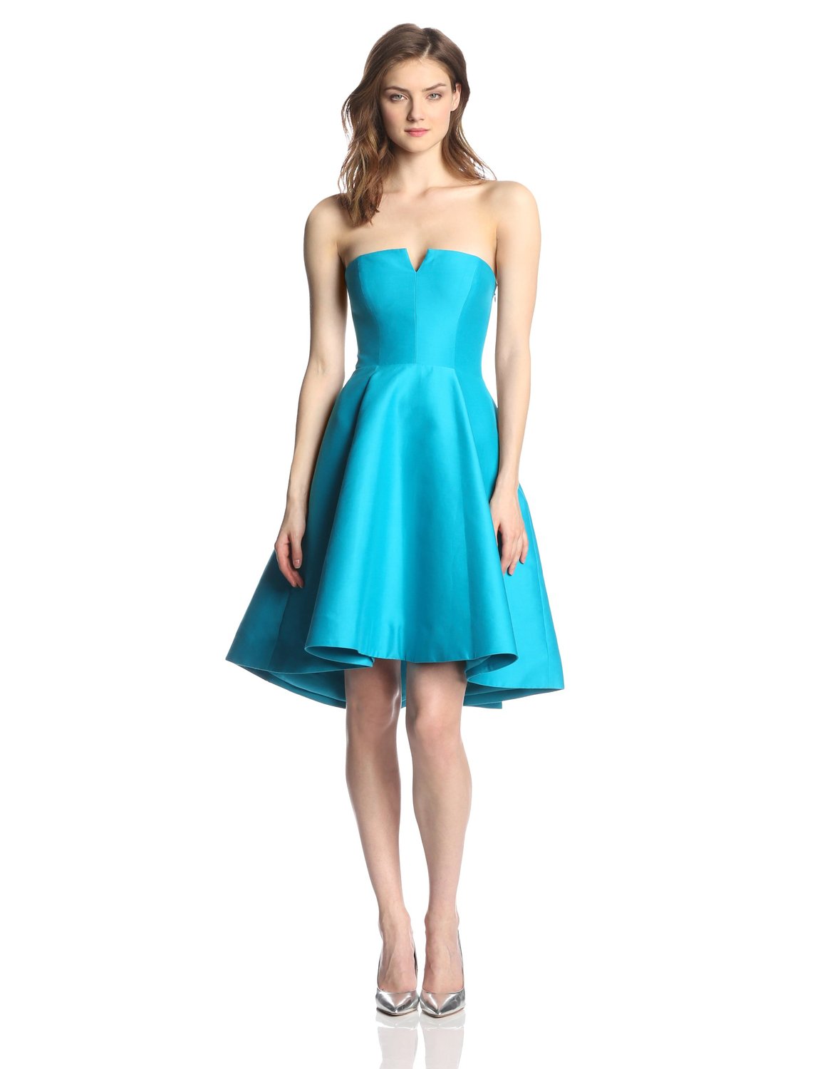 Caribbean blue HALSTON HERITAGE Womens Strapless Structured Dress with Flare