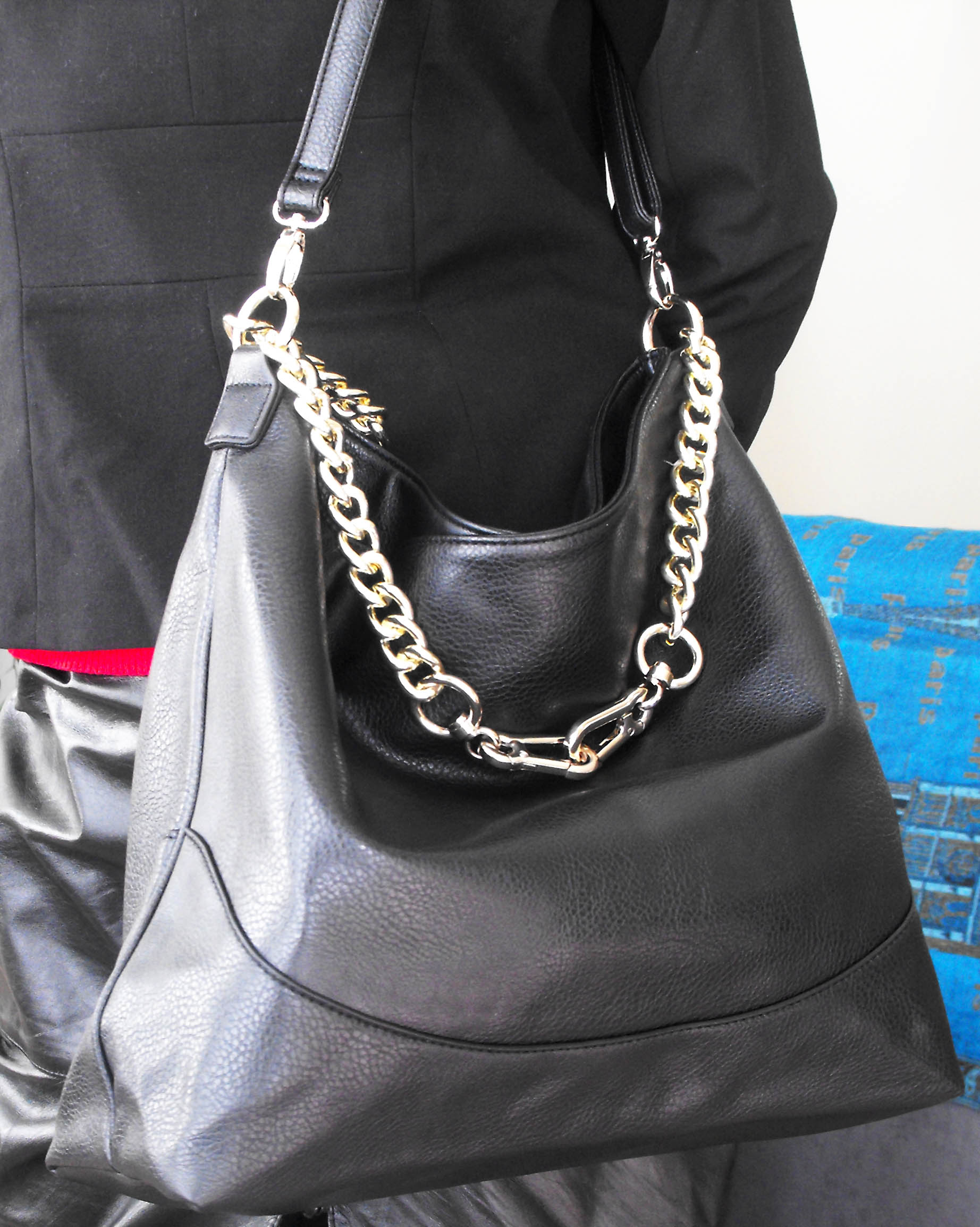 Justfab black faux leather Maxwell bag