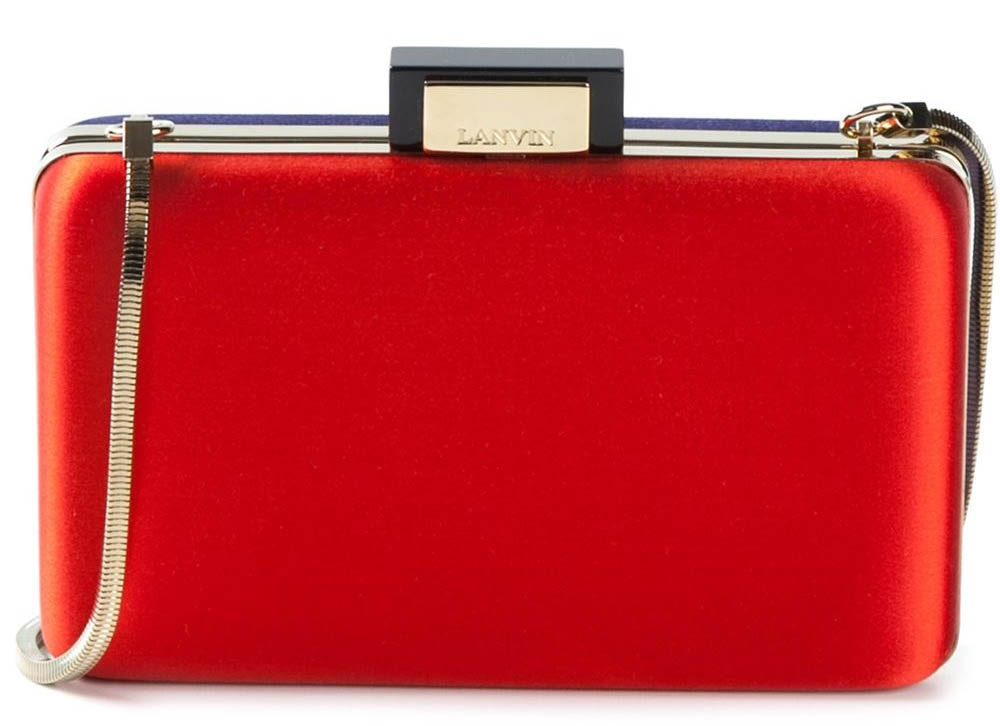 Lanvin red colour block box clutch
