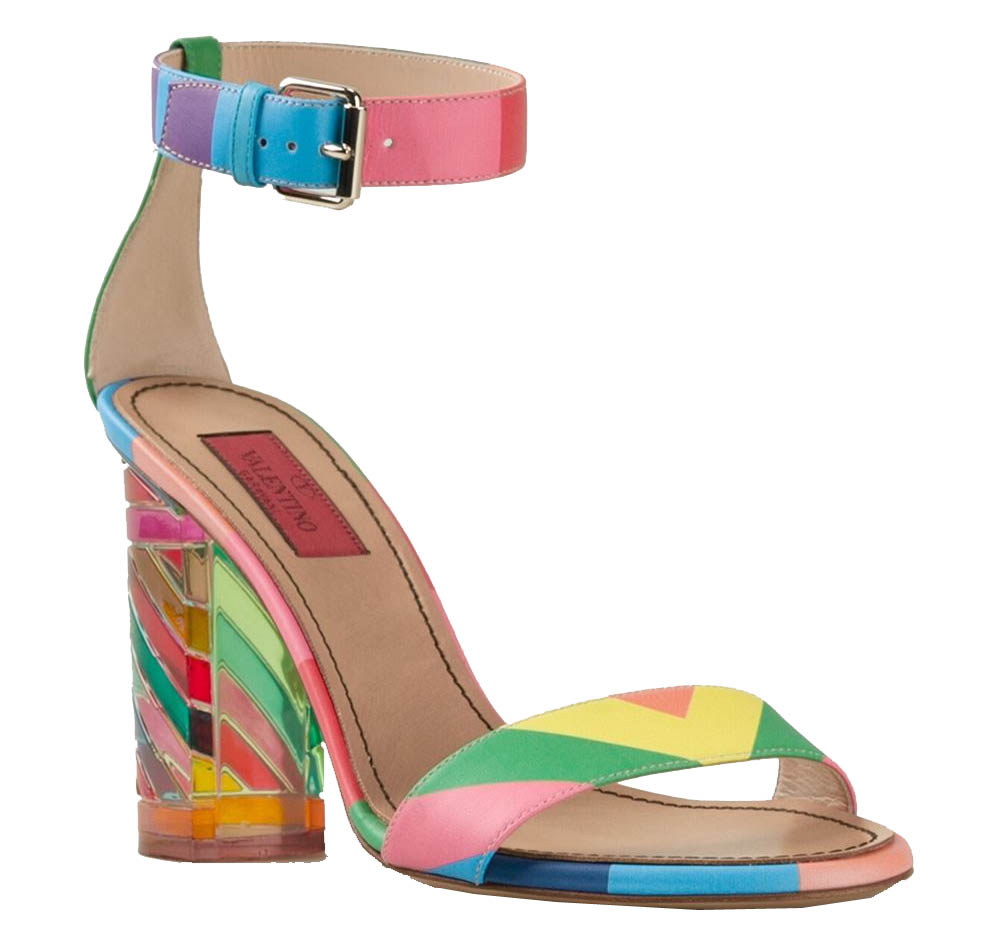 Multicoloured calf leather chunky heel sandals from Valentino Garavani ...