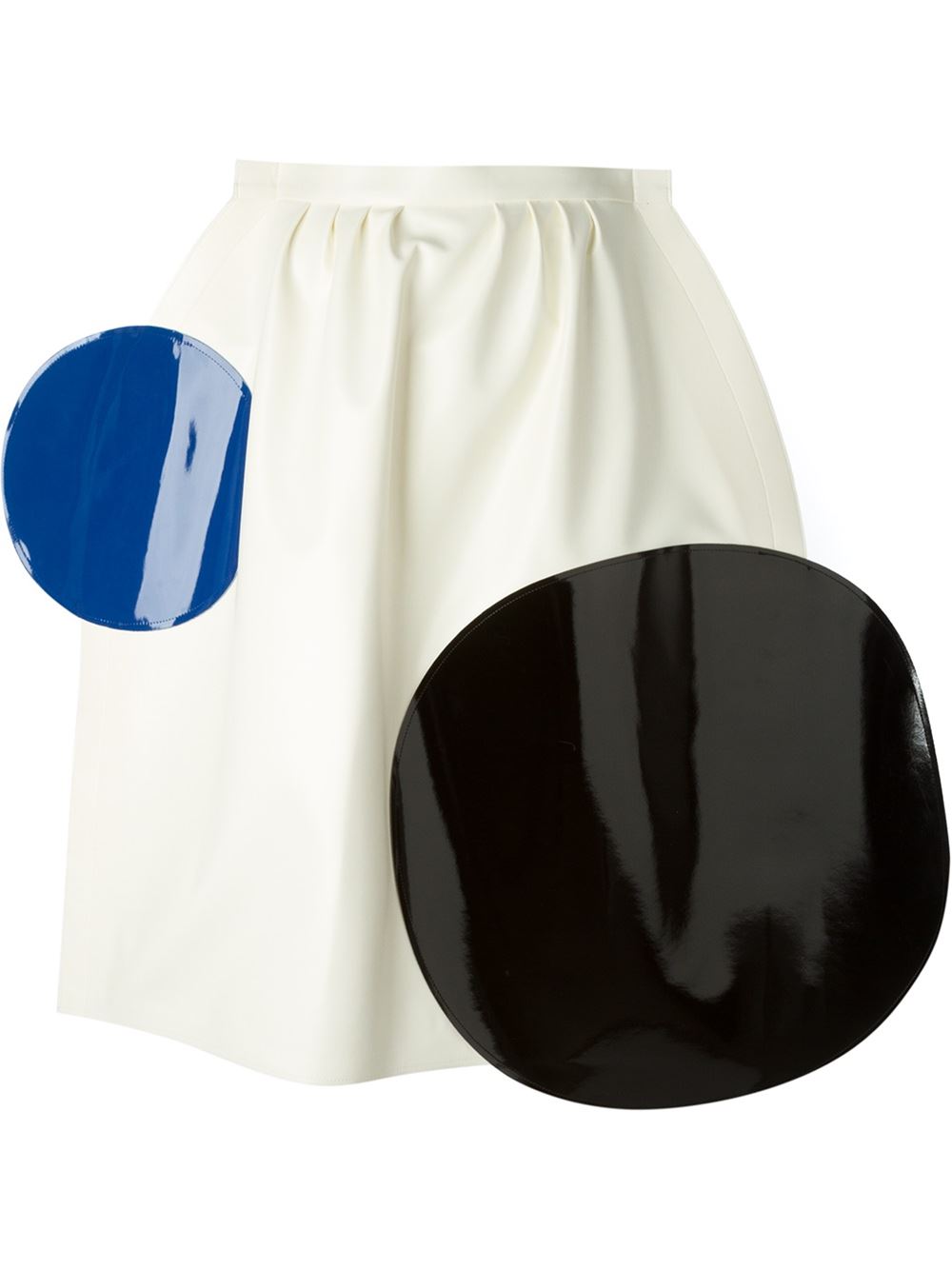 Junya Watanabe Comme Des Garçons geometric panelled full skirt white black blue
