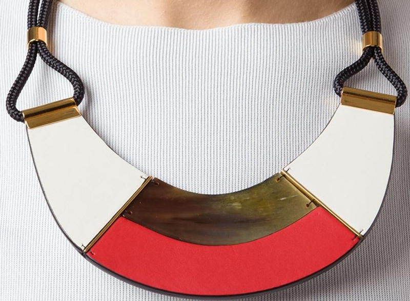 Marni red white gold color block necklace
