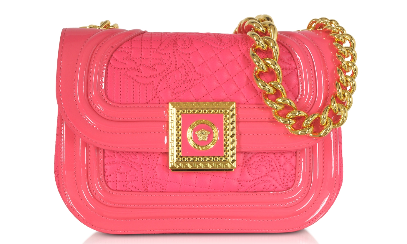 Versace Strawberry Quilted and Patent Leather Micro Vanitas Shoulder Bag