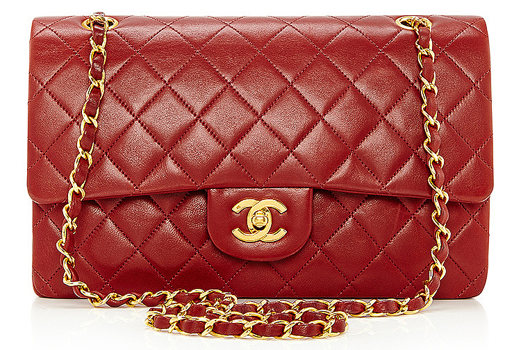 Chanel red lambskin flap bag
