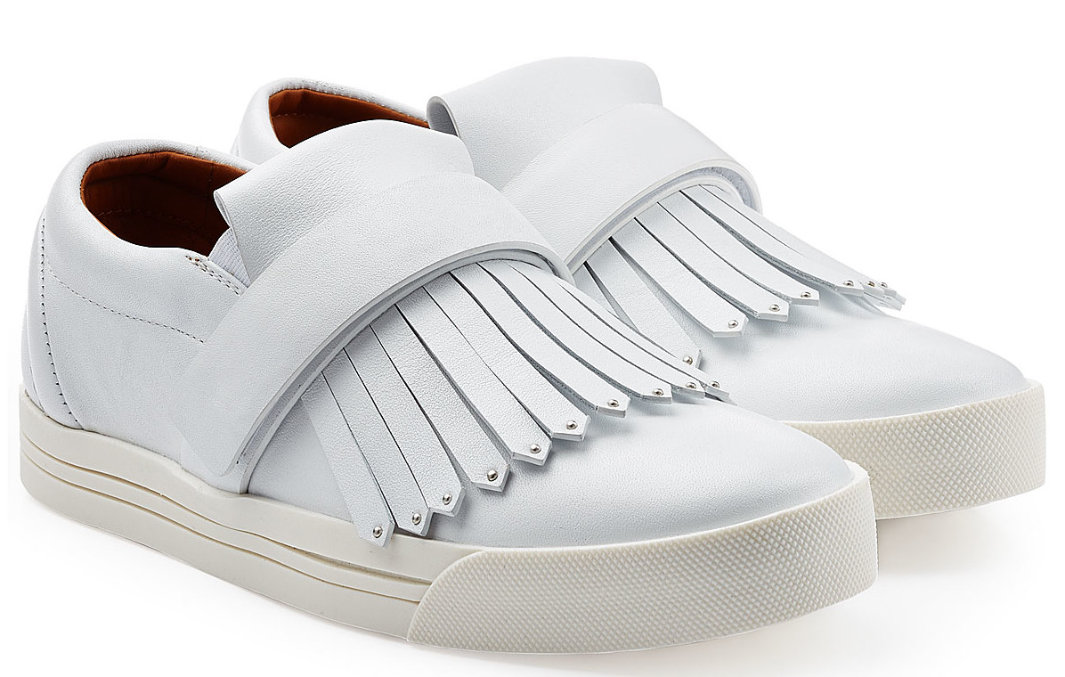 MARC JACOBS white Fringed Leather Sneakers