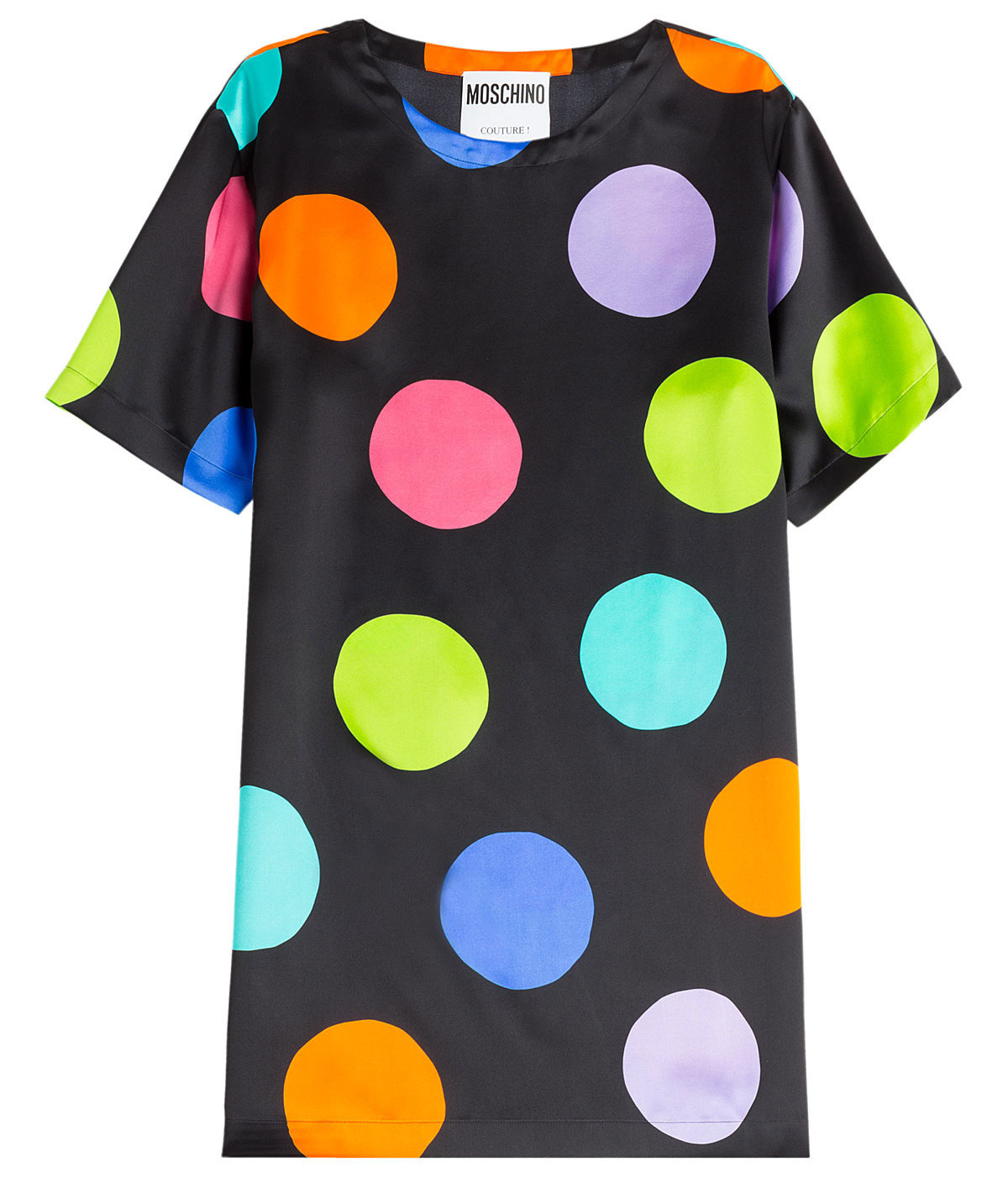 Moschino Black silk dress multicolored polka dots