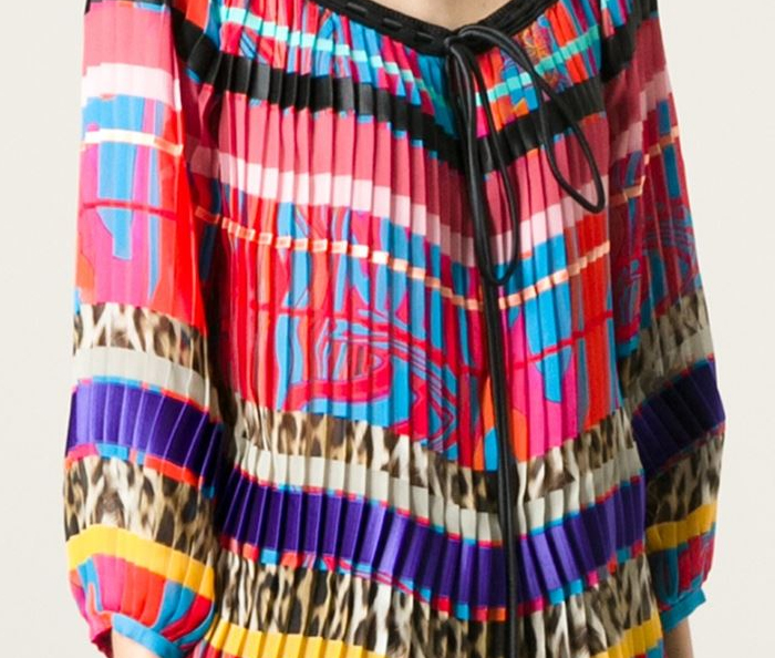 Multicoloured silk printed pleated blouse Roberto Cavalli