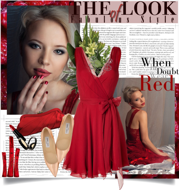 Your red dress by nanika777 featuring metallic shoes