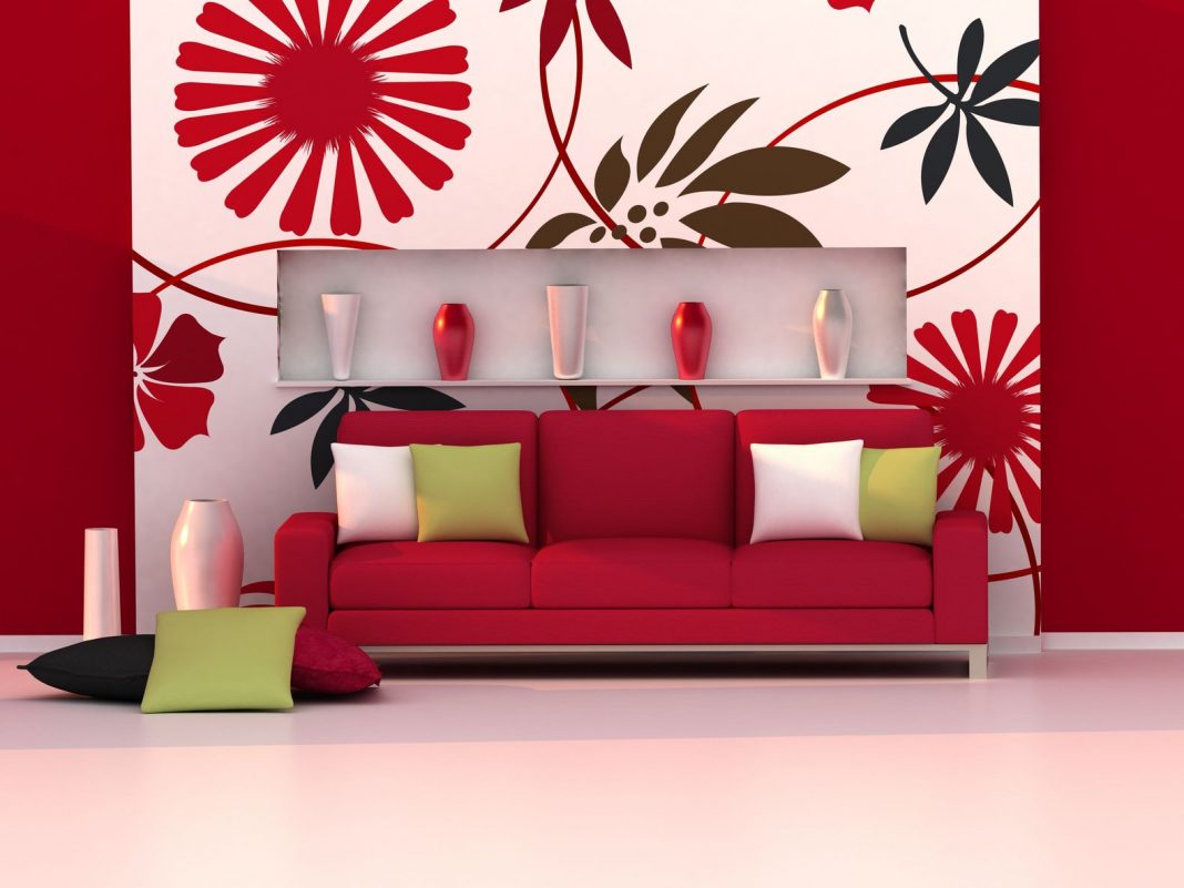 red apartment decor