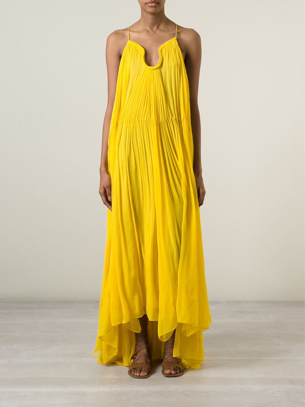 Chloé yellow full length draped dress - AvenueSixty