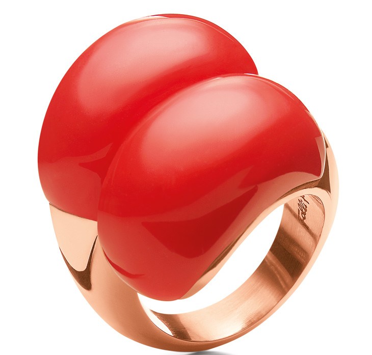 Folli Follie Rose gold plated red cats eye stone Asteroid ring