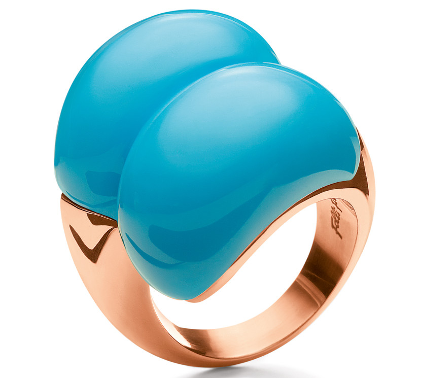 Folli Follie Rose gold plated turquoise cats eye stone Asteroid ring