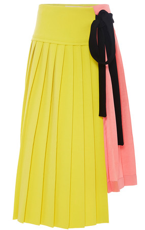 Marni Pleated Colorblock Wraparound Skirt