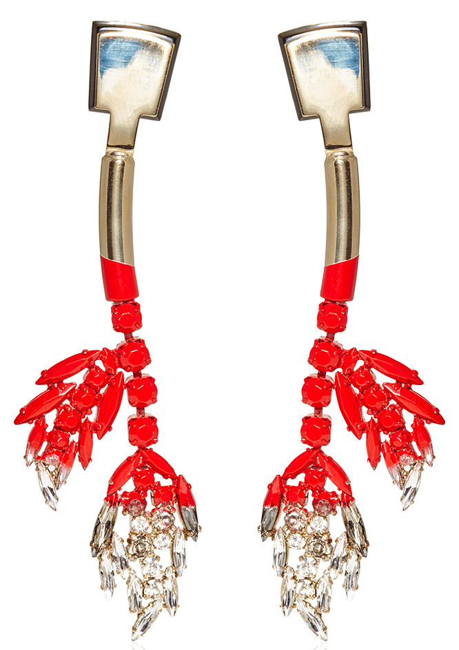 Marni Red Jeweled Drop Earring