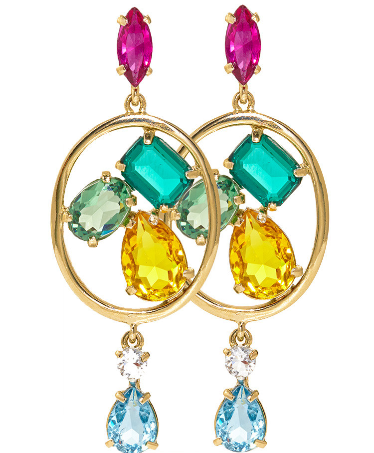 Oscar de la Renta Colored glass Multi Stone Earrings