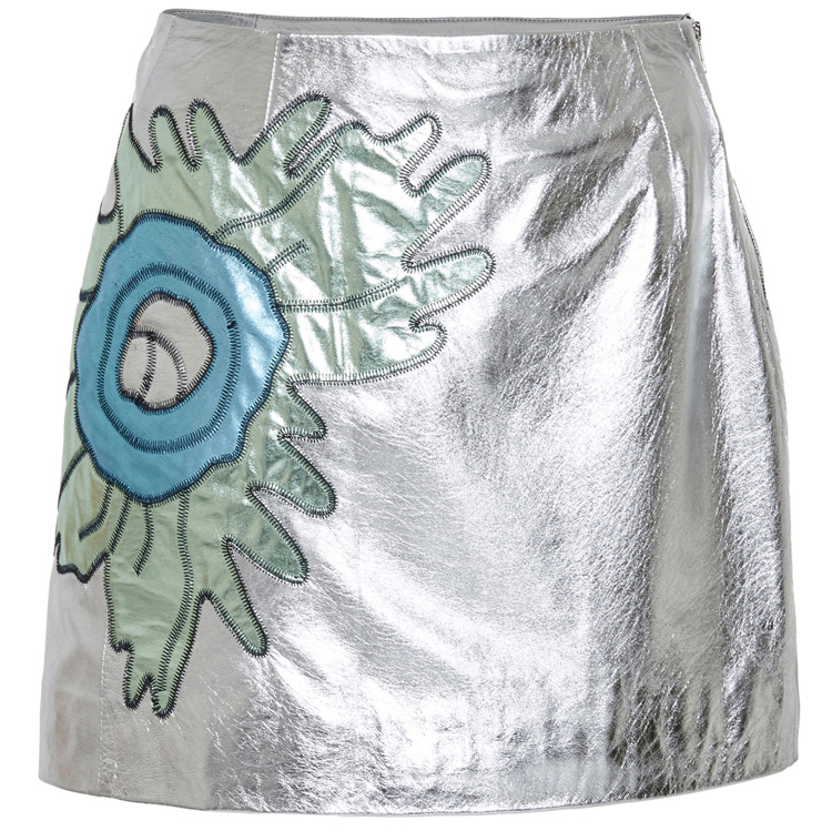 Sonia by Sonia Rykiel Leather Flower Skirt