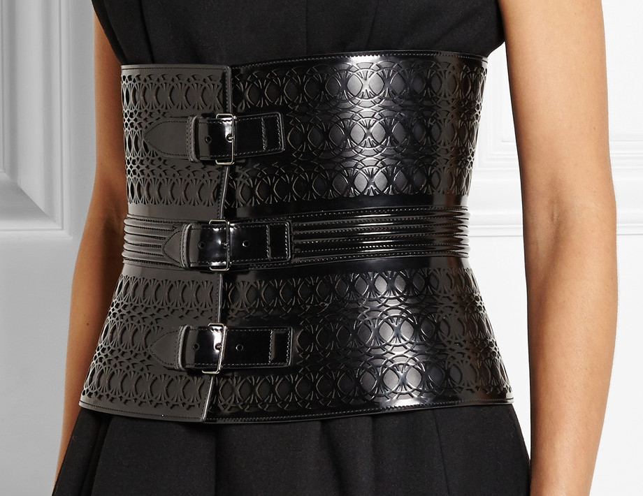 Azzedine Alaïa Laser-cut glossed-leather waist belt