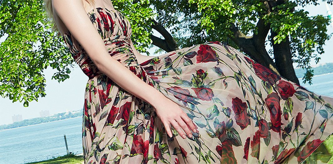 Dolce & Gabbana Silk Strapless Floor Length Dress