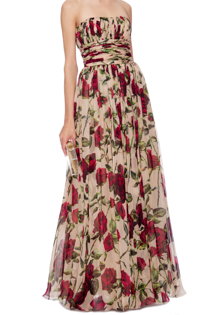 Dolce & Gabbana Silk Strapless Floor Length Dress