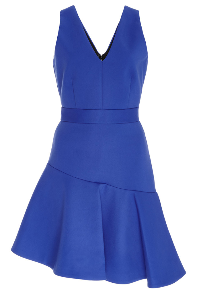 MSGM Blue Asymmetrical Ruffled Hem Dress