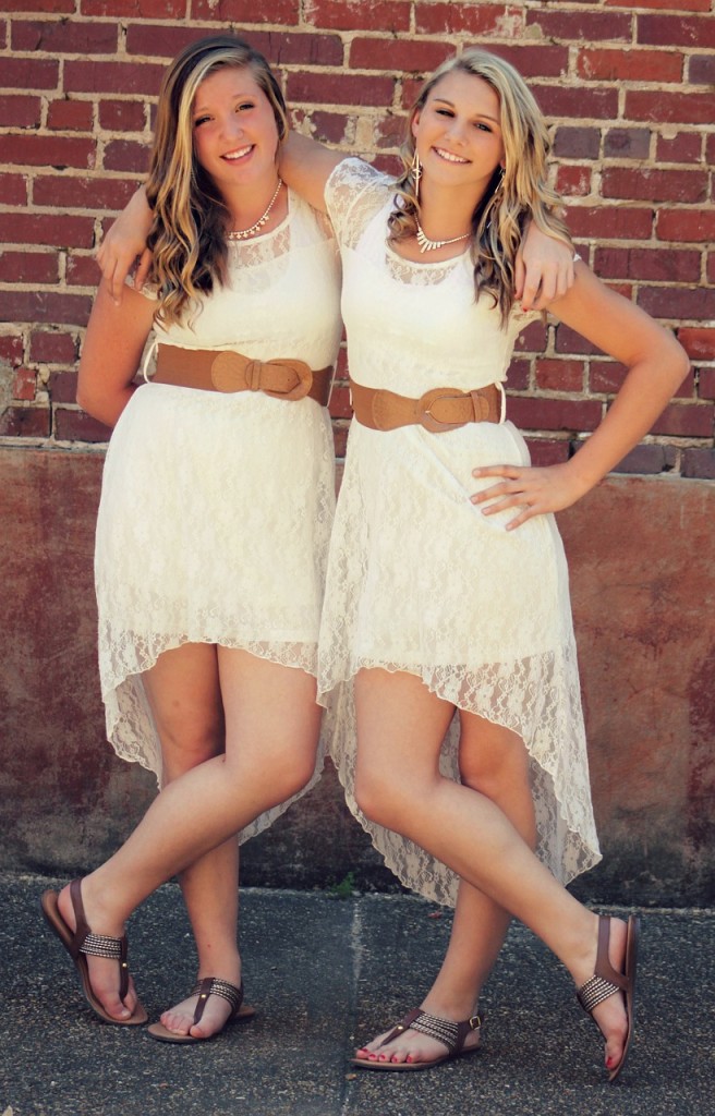 girls posing white dresses