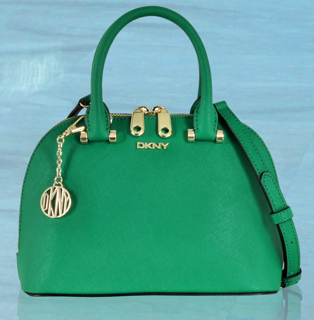 DKNY Bryant Park Grass Green Saffiano Leather Mini Round Crossbody Bag