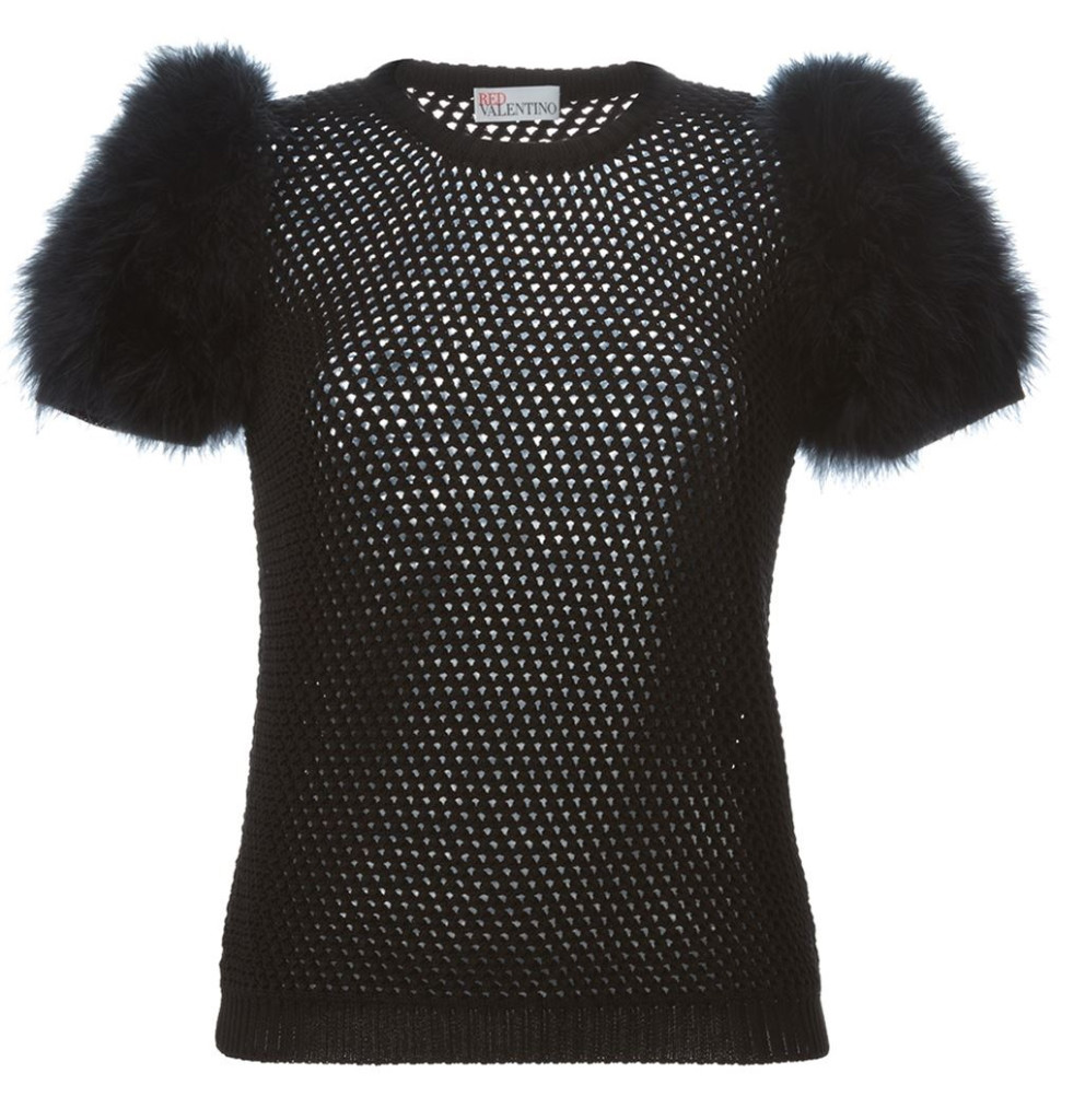 Red Valentino feather sleeve open knit top
