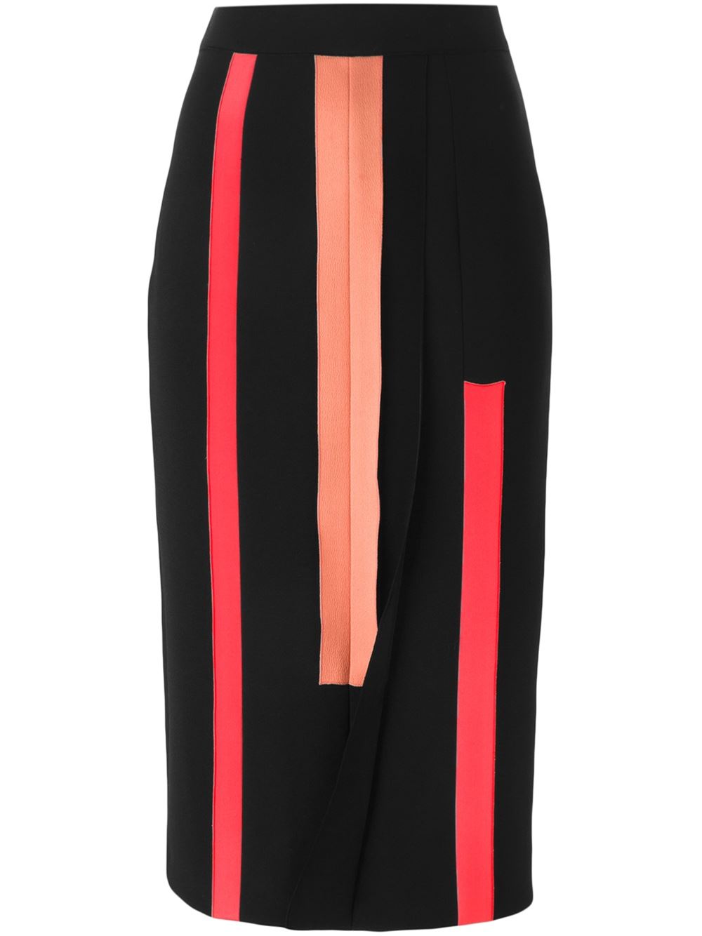 Roksanda Ilincic Black and pink silk and silk blend Barton pencil skirt