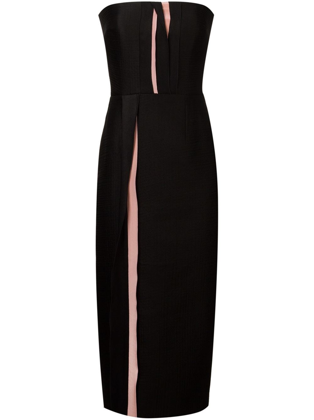 Roksanda Ilincic Black and pink wool-silk-cotton blend strapless dress