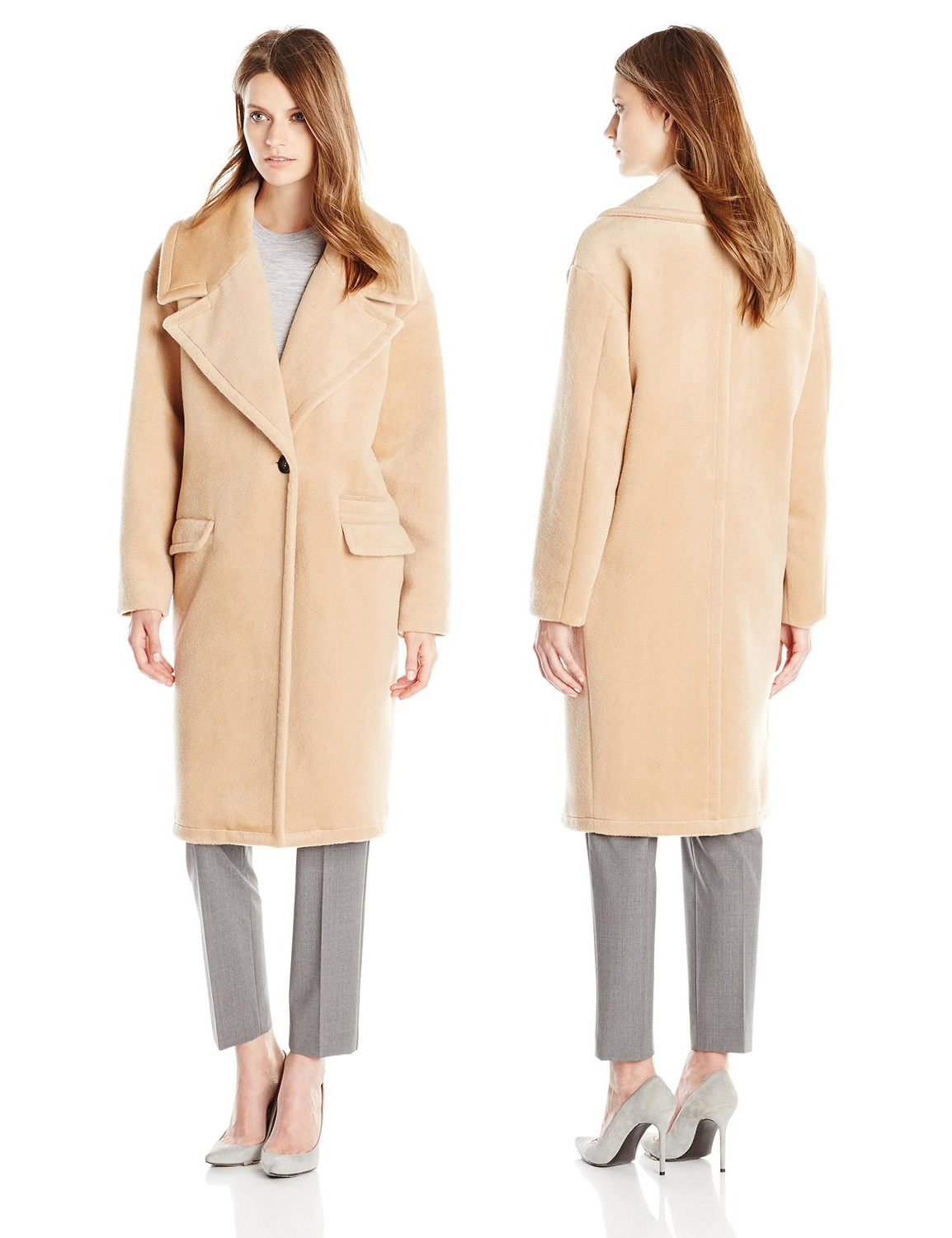 Badgley Mischka Womens Verona Wool-Blend Coat
