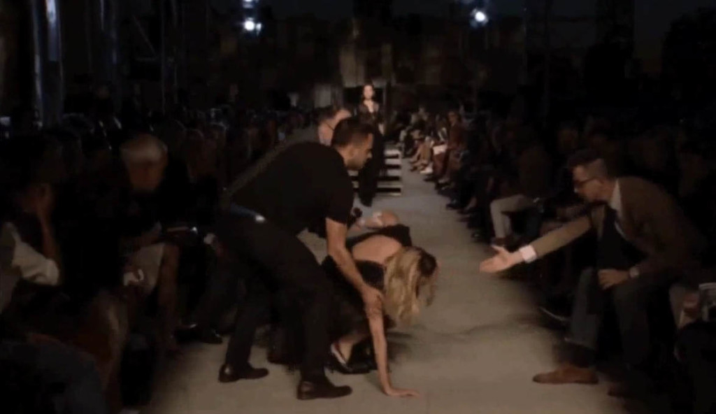 Candice Swanepoel falls Givenchy show New York Fashion Week