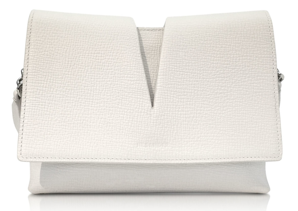 Jil Sander View Small White Leather Shoulder Bag