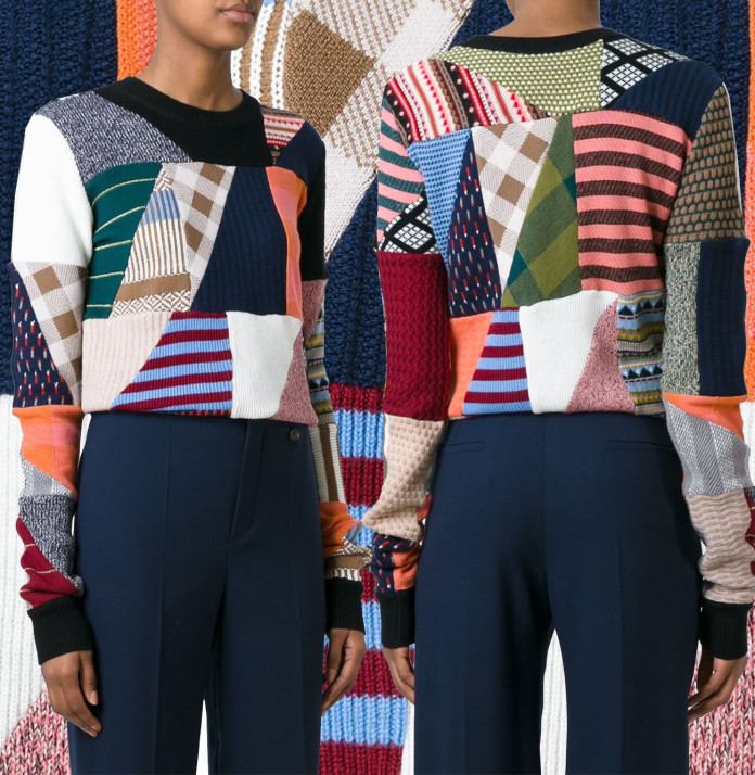 Chloe Multicoloured wool-silk patchwork sweater