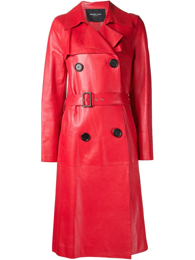 Derek Lam Red lambskin stylised trench coat