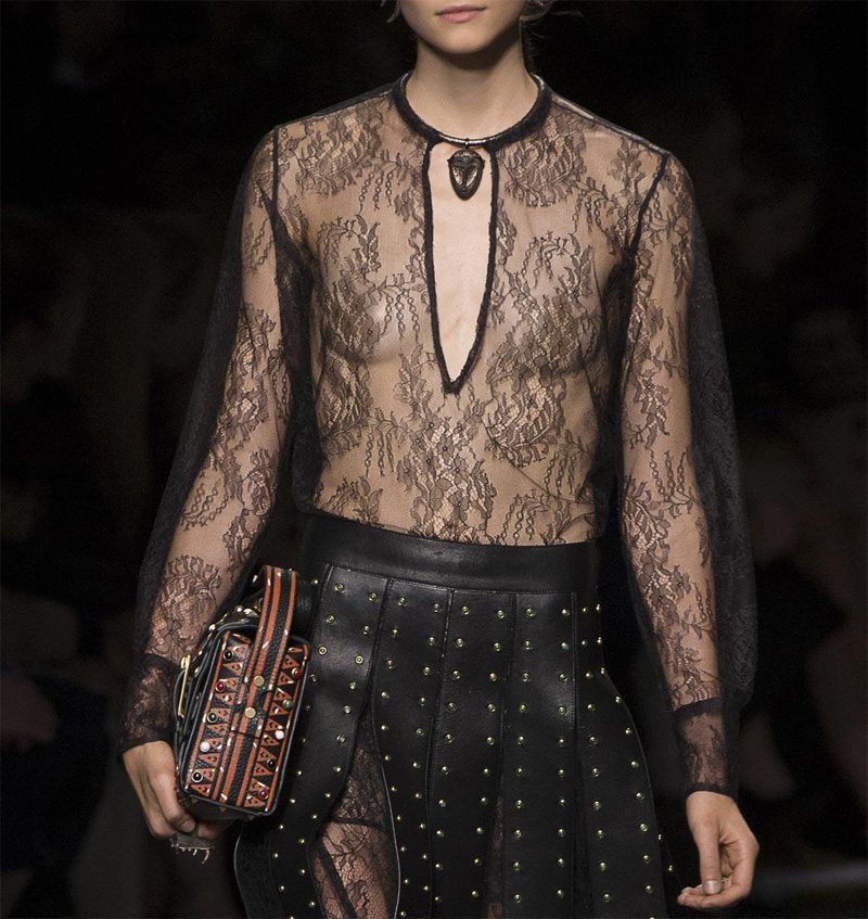 Image via Valentino.com - a sheer blouse from Valentino Spring Summer 2016 collection