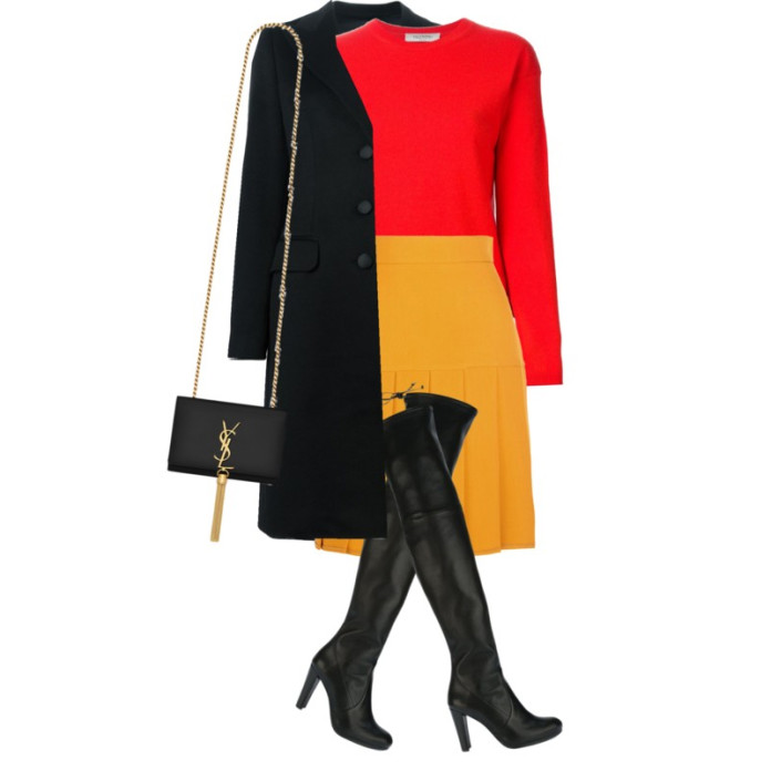 wearing yellow - what color shoes to wear with a red top yellow skirt outfit