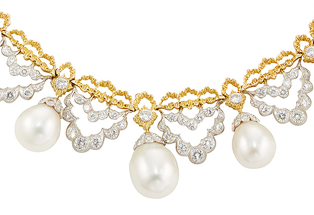 Buccelati pearl and diamond necklace
